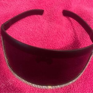 Elegant Black Visor with Rhinestone Trim